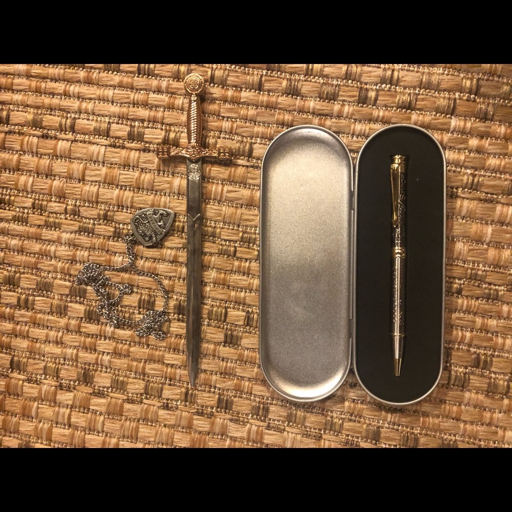 Christian Sword Letter Opener, Pen, Necklace